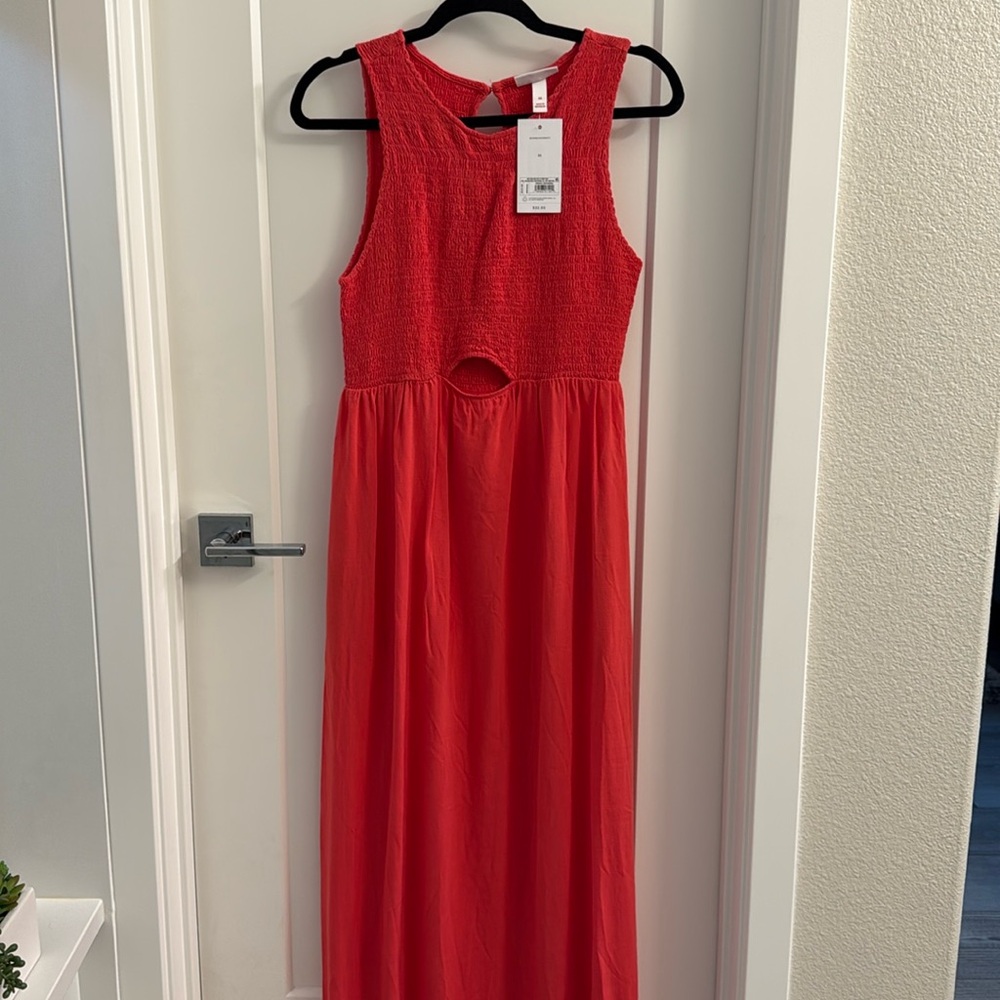 Smocked Cut Out Maxi Maternity Dress